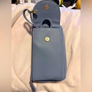 RFID S Zone Blue Leather Crossbody Bag